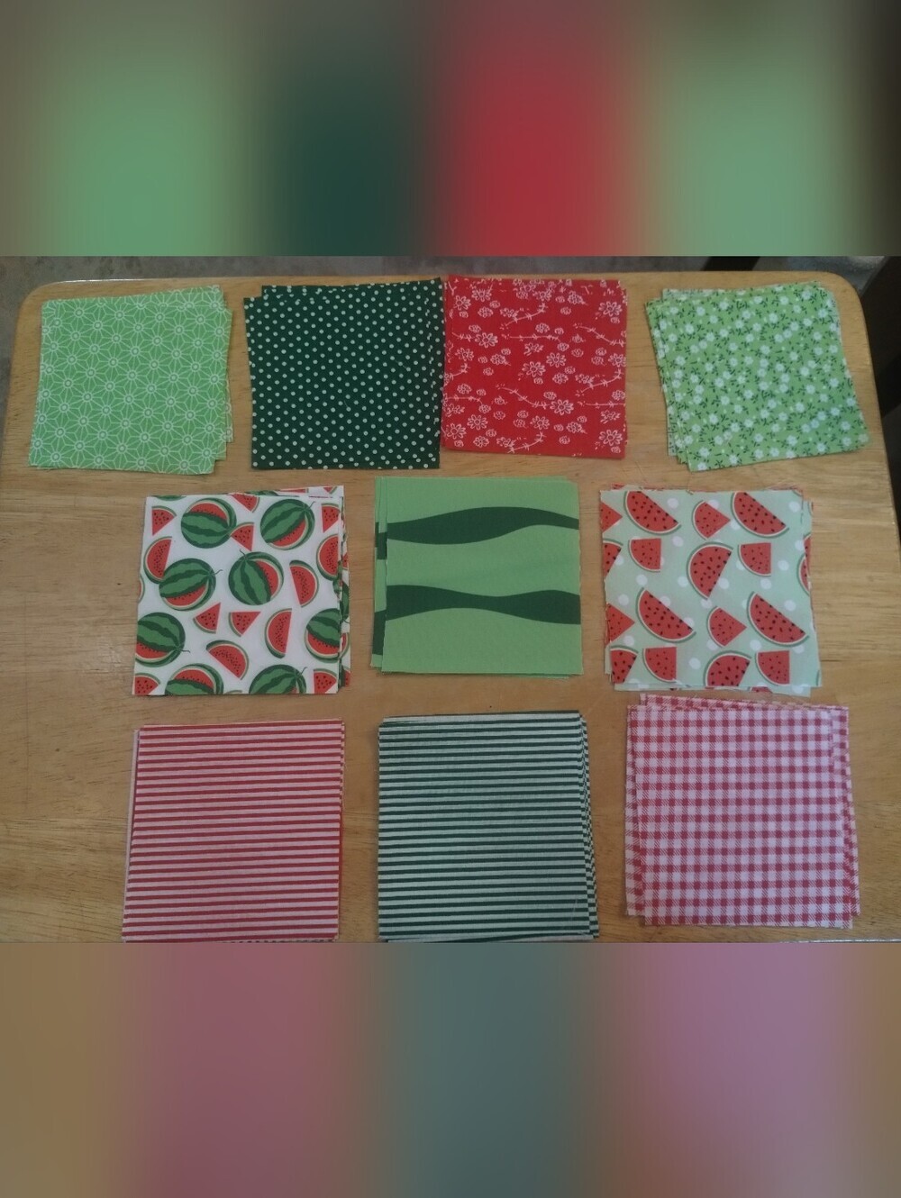 50 PC 4x4 Fabric Squares Quilt Cotton Craft Sewing Scrap Bundle Watermelon